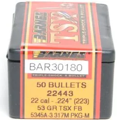 Barnes .224 / 22 53 Grain Triple-Shock X Flat Base Bullet (50 Ct.)
