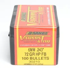 Barnes .243 / 6mm 72 Grain Varmint Hollow Point Flat Base Bullet (100 Ct.)