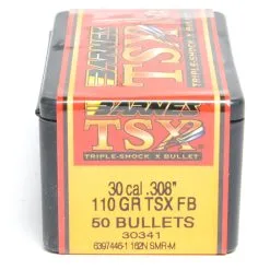 Barnes .308 / 30 110 Grain Triple-Shock X Flat Base Bullet (50 Ct.)