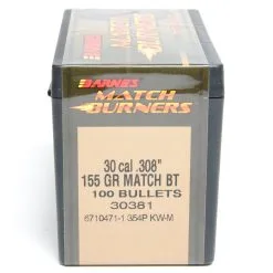 Barnes .308 / 30 155 Grain Match Burner Boat Tail Bullet (100 Ct.)