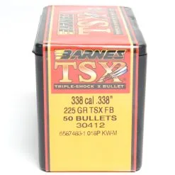 Barnes .338 / 338 225 Grain Triple-Shock X Flat Base Bullet (50 Ct.)