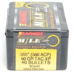 Barnes .355 / 38 80 Grain Tactical X Pistol Bullet (40 Ct.)