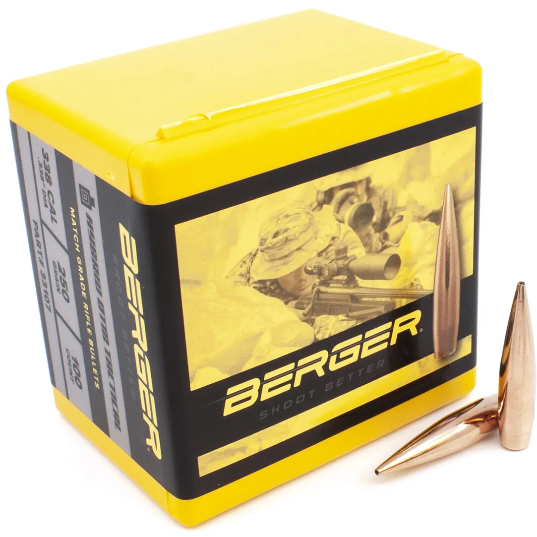 Berger .338 / 338 250 Grain Hybrid Open Tip Match Tactical (100 Ct.)