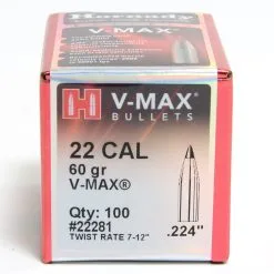Hornady .224 / 22 60 Grain V-Max (100 Ct.)