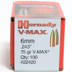 Hornady .243 / 6mm 75 Grain V-Max (100 Ct.)