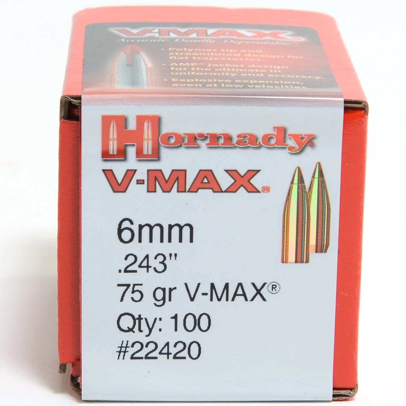 Hornady .243 / 6mm 75 Grain V-Max (100 Ct.)