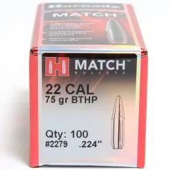 Hornady .224 / 22 75 Grain Hollow Point Boat Tail Match