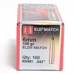 Hornady .243 / 6mm 108 Grain ELD-M (Extremely Low Drag Match) (100 Ct.)