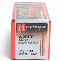 Hornady .264 / 6.5mm 123 Grain ELD-M (Extremely Low Drag Match) (100 Ct.)