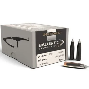 Nosler .257 / 25 115 Grain Spitzer Point Ballistic Silvertip (Combined Technology) (50 Ct.)