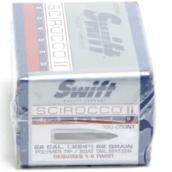 Swift Scirocco .224 / 22 62 Grain Boat Tails (100 Ct.)